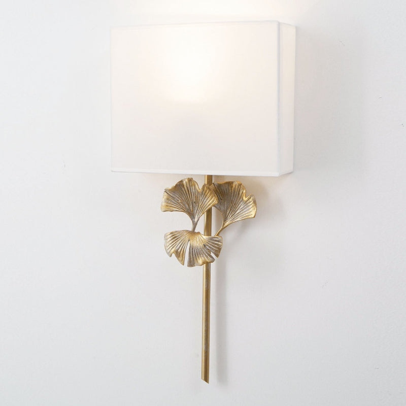 Minimalist Ginkgo Leaf Wall Lamp – Fabric Shade Light