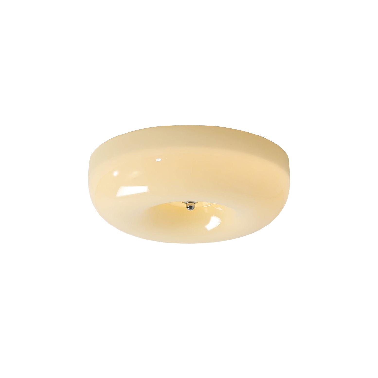 Round Glass Ceiling Lamp – Button Design with Integrated LED