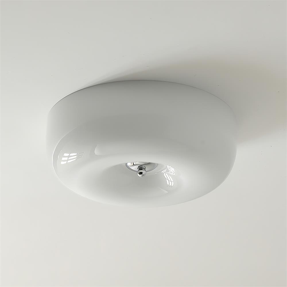 Round Glass Ceiling Lamp – Button Design with Integrated LED