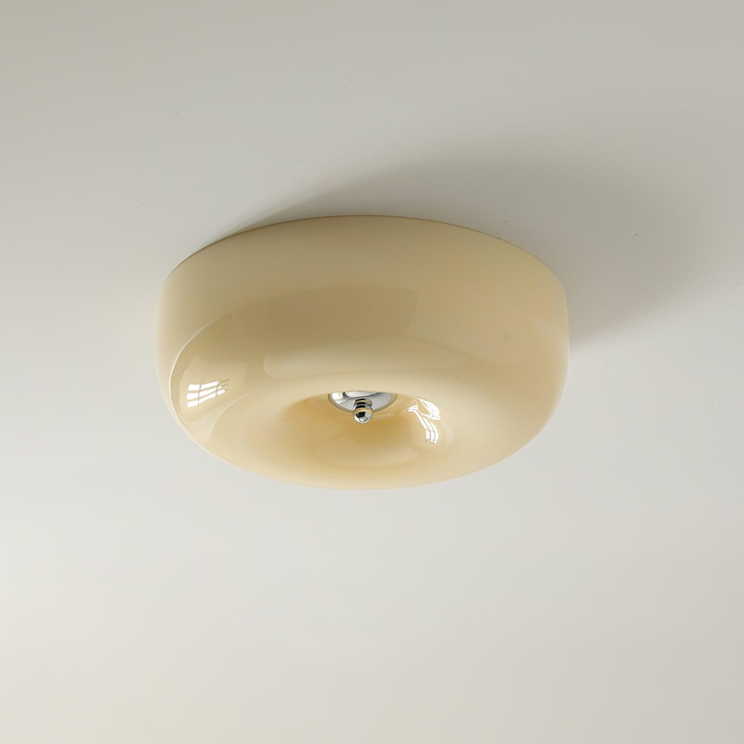 Round Glass Ceiling Lamp – Button Design with Integrated LED