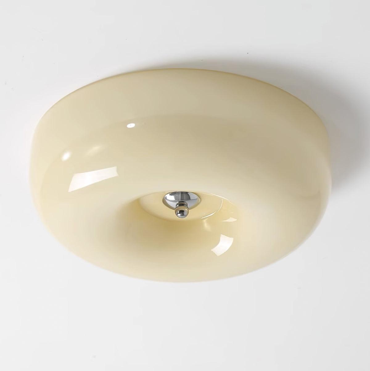 Round Glass Ceiling Lamp – Button Design with Integrated LED