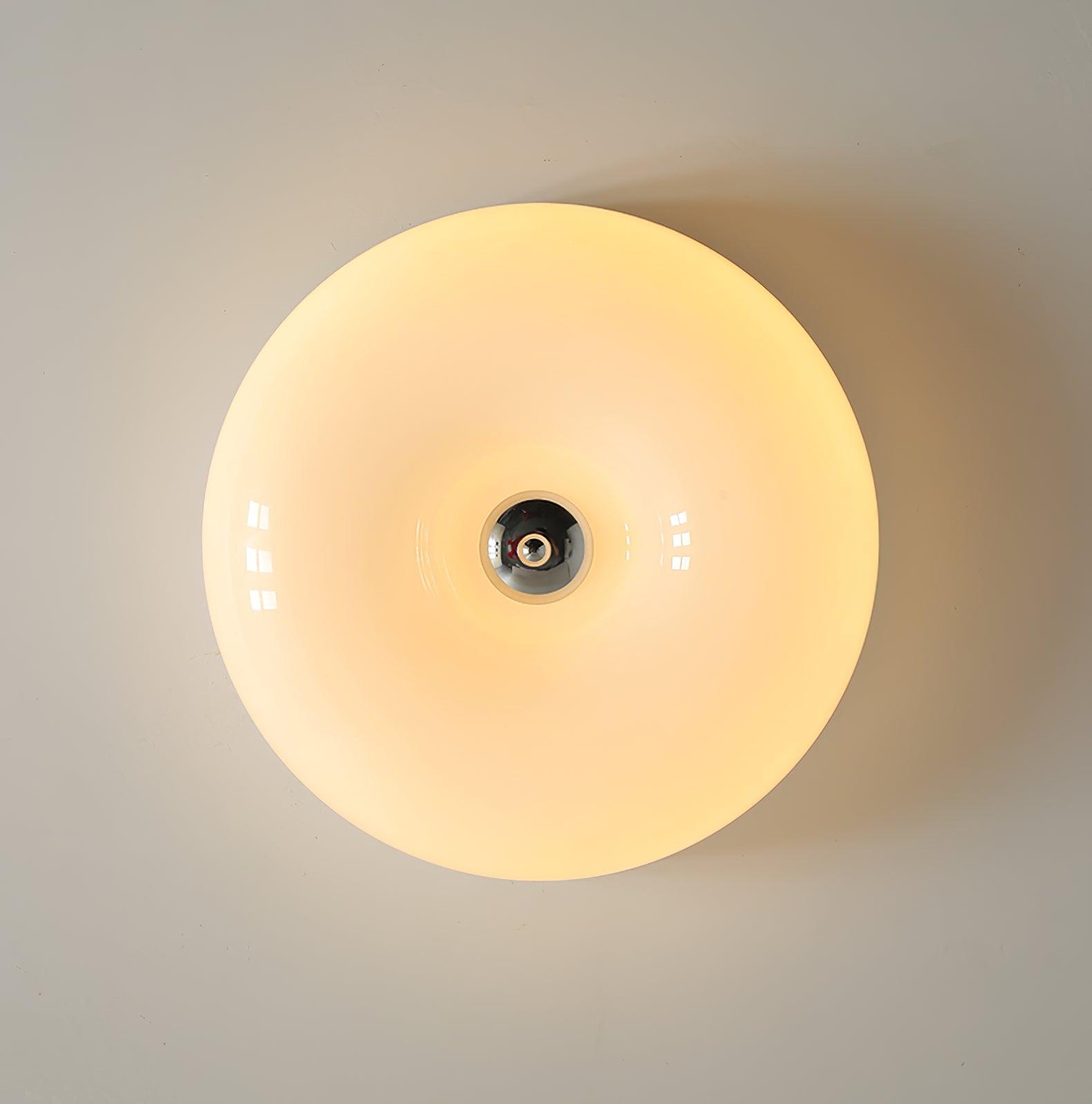 Round Glass Ceiling Lamp – Button Design with Integrated LED