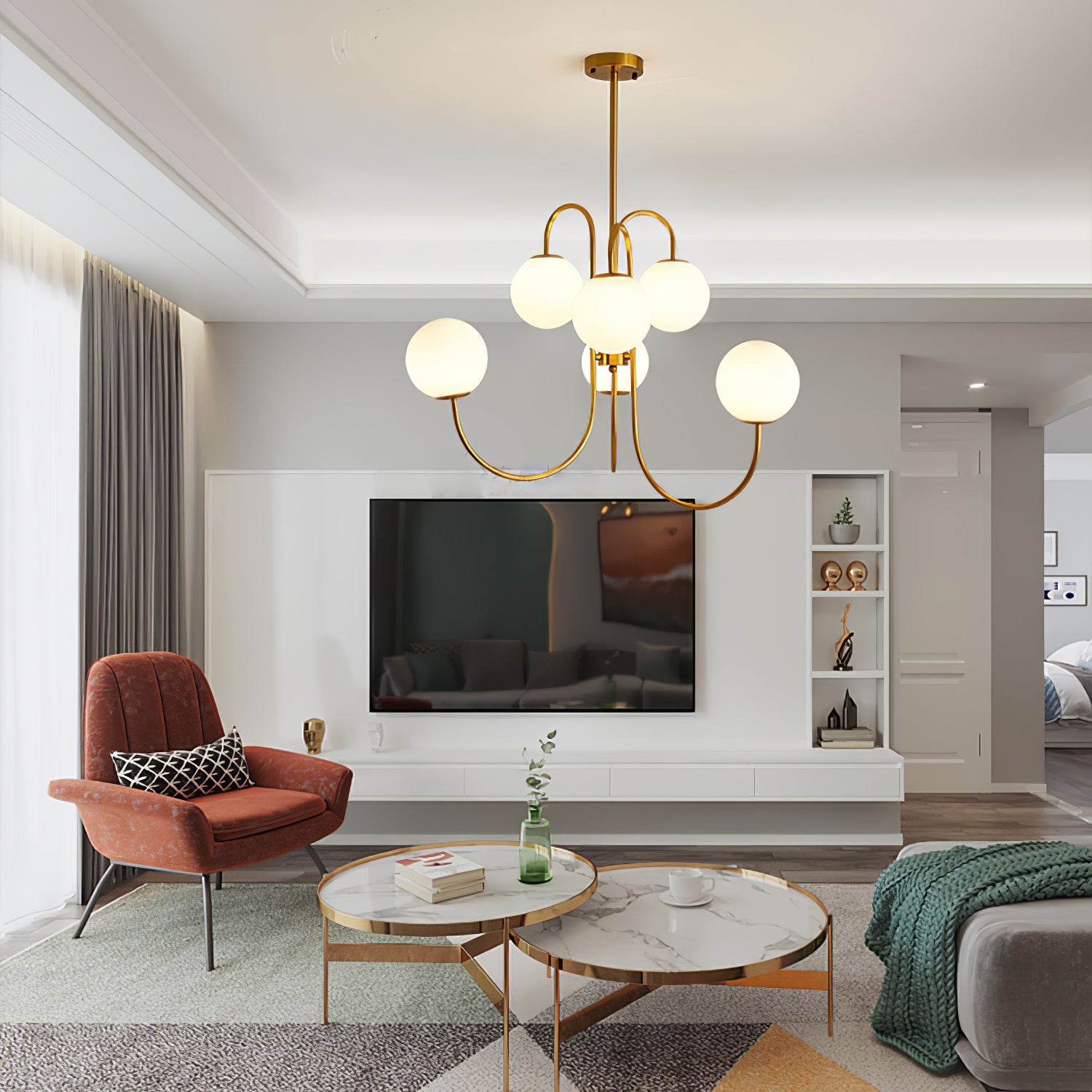 Modern Gooseneck Arm Chandelier – Stylish Pendant Ceiling Lamp