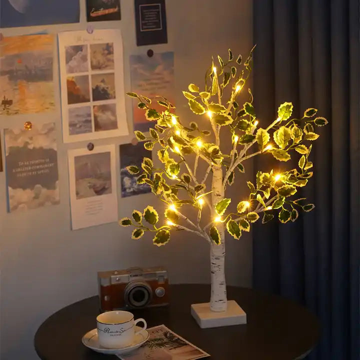 Decorative Green Leaf LED Tree Table Lamps