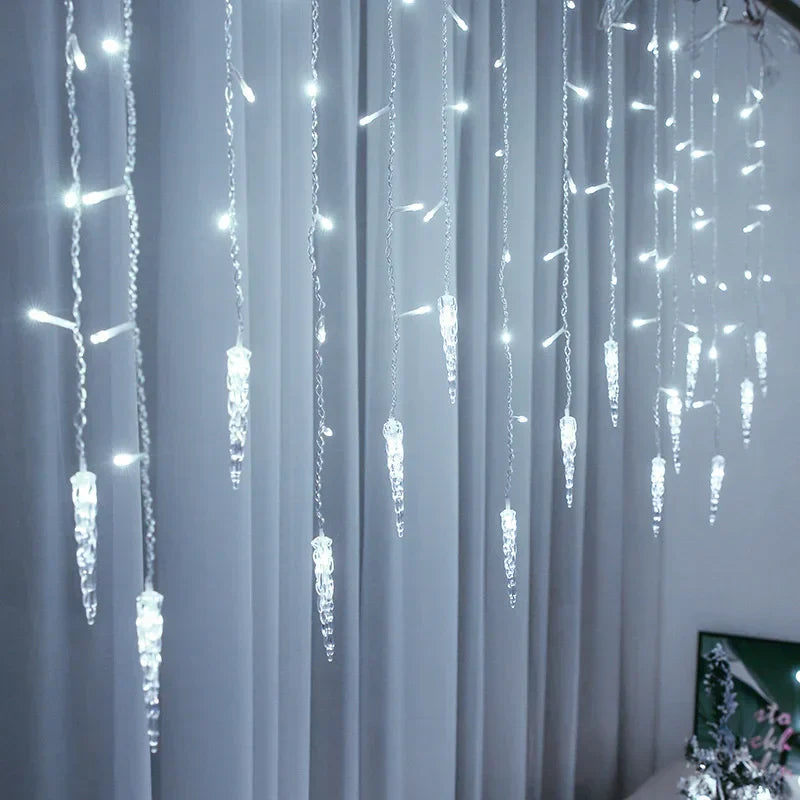 LED String Waterfall-Style Christmas Lights | Weatherproof Outdoor Light Display
