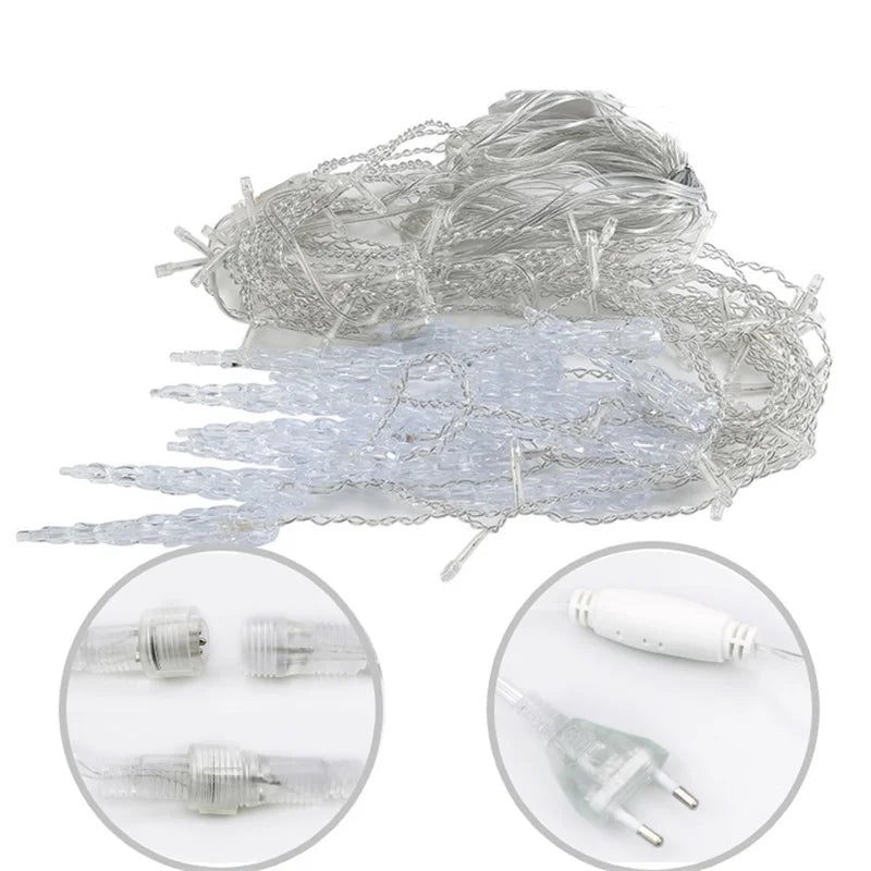 LED String Waterfall-Style Christmas Lights | Weatherproof Outdoor Light Display