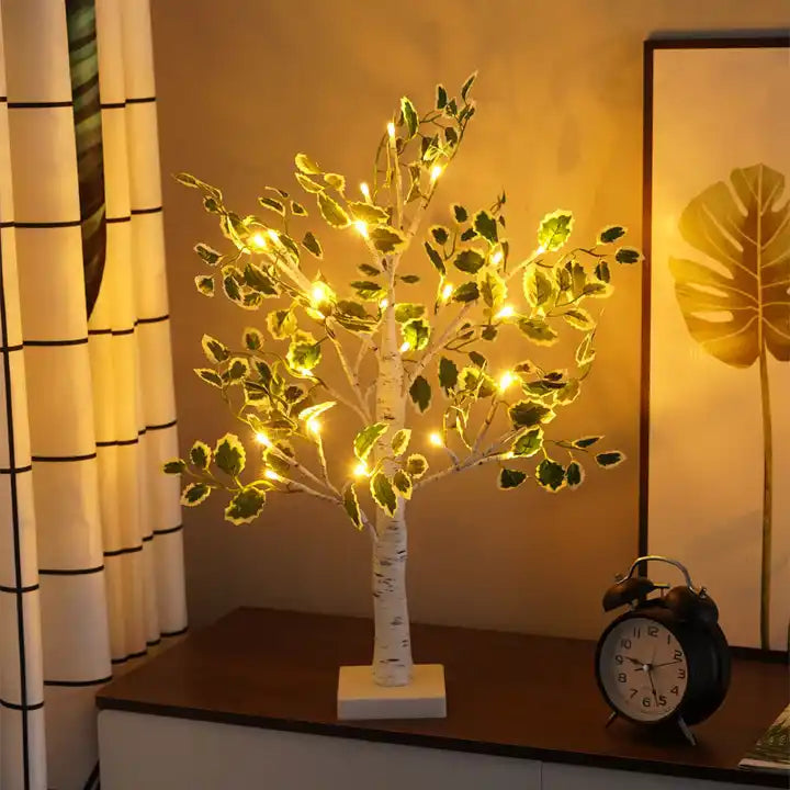 Decorative Green Leaf LED Tree Table Lamps