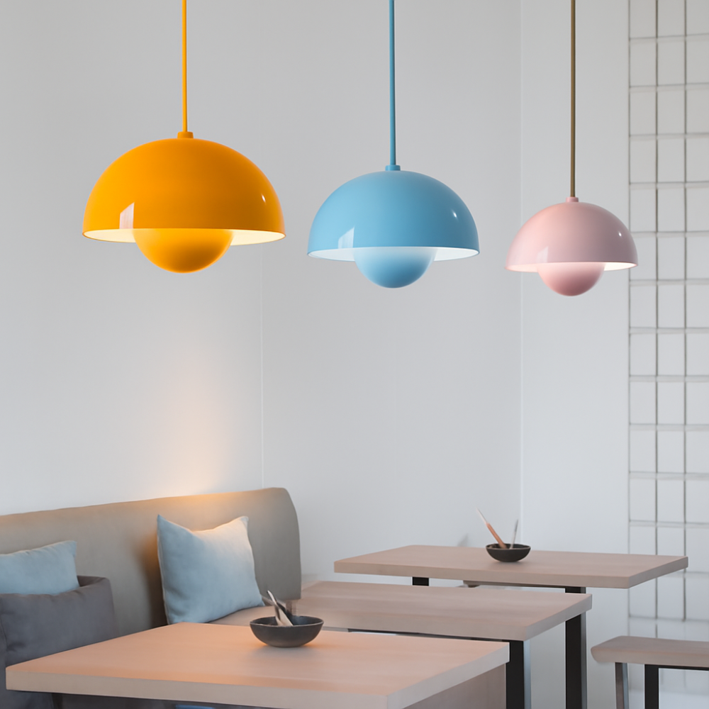 Scandinavian Style Half-Circle Chandelier – Multi-Colour LED Pendant Lighting Fixture