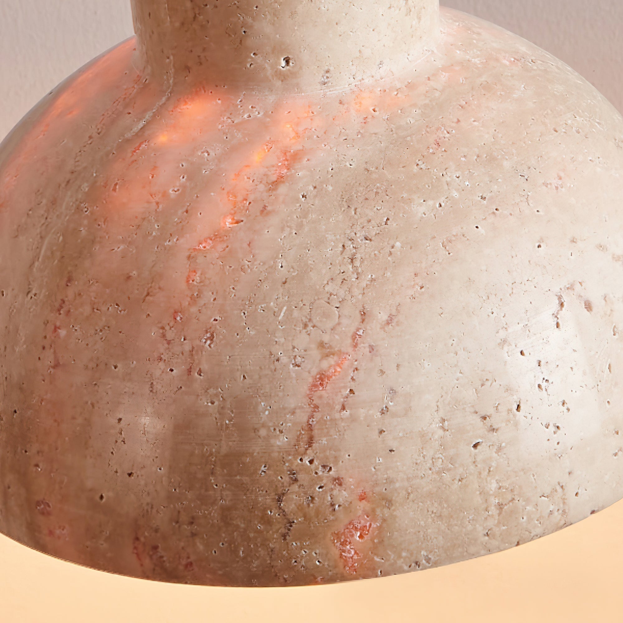 Artistic Dome Travertine Pendant Light – Cone Shade, Black & Yellow Finish