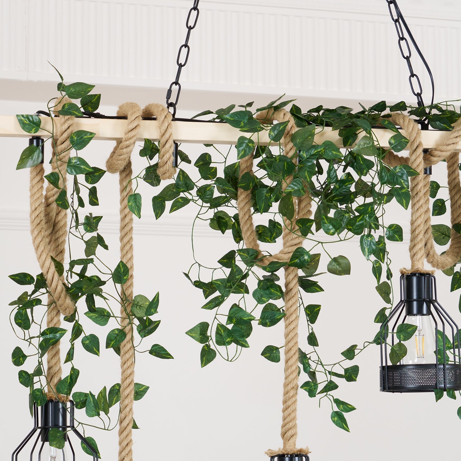 Industrial Hemp Rope Chandelier – Rustic Style Lighting