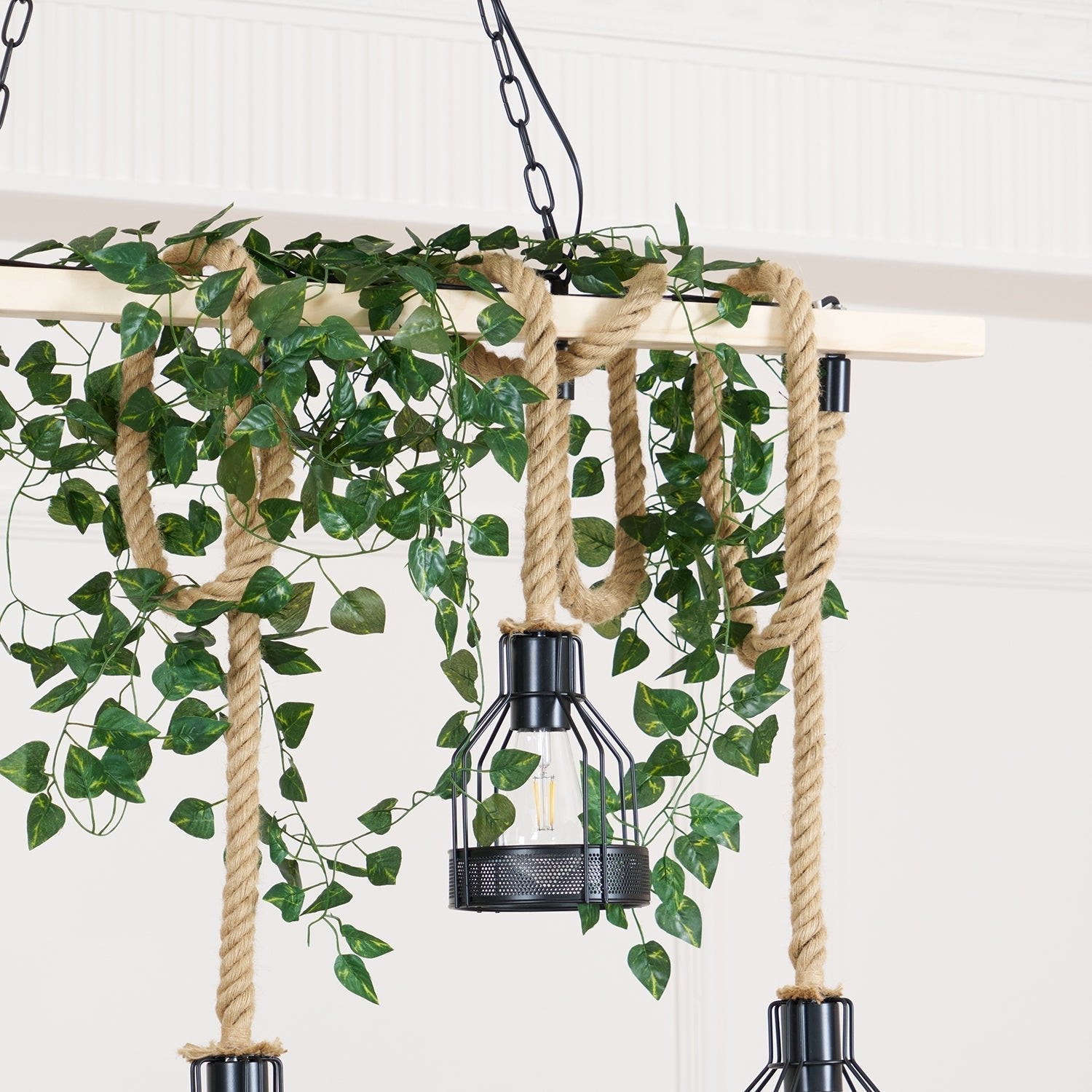 Industrial Hemp Rope Chandelier – Rustic Style Lighting