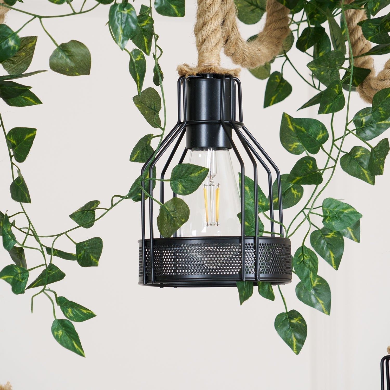 Industrial Hemp Rope Chandelier – Rustic Style Lighting
