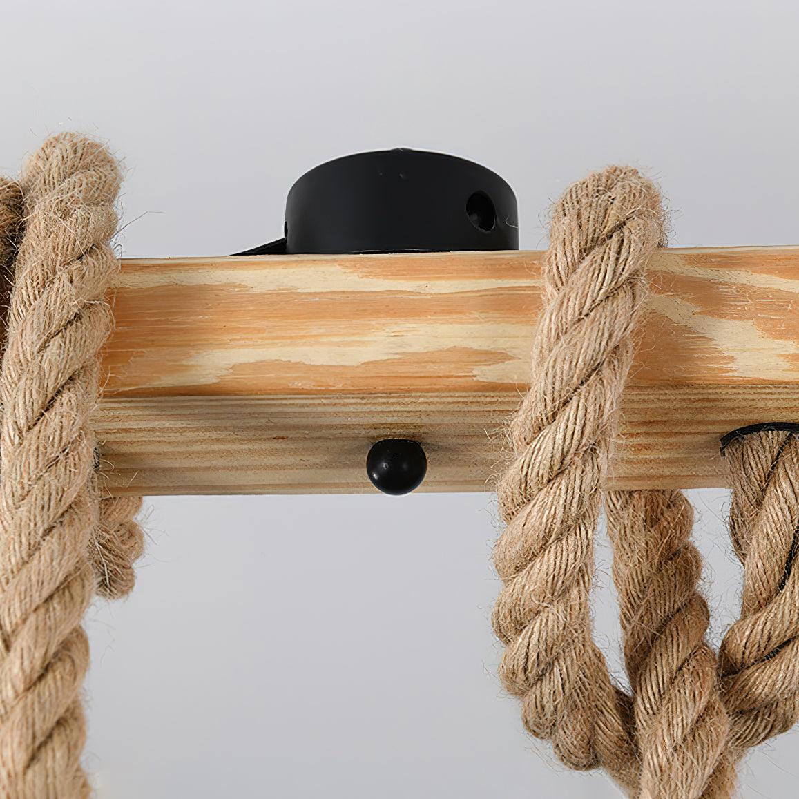 Industrial Hemp Rope Chandelier – Rustic Style Lighting