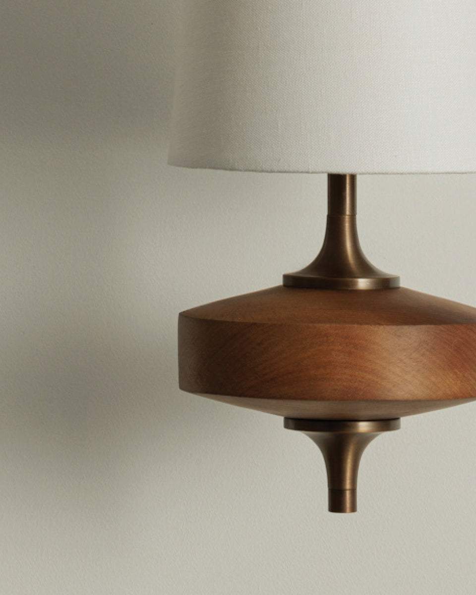 Timber Body Wall Sconce with Fabric Diffuser – Modern Wall Lighting