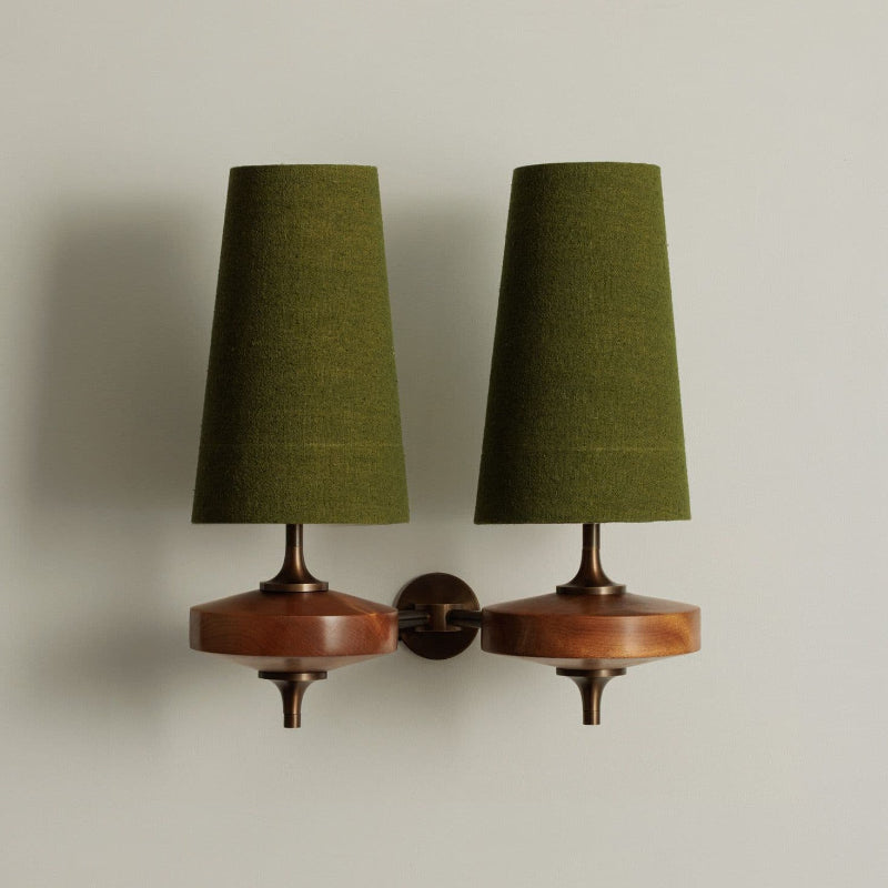 Timber Body Wall Sconce with Fabric Diffuser – Modern Wall Lighting