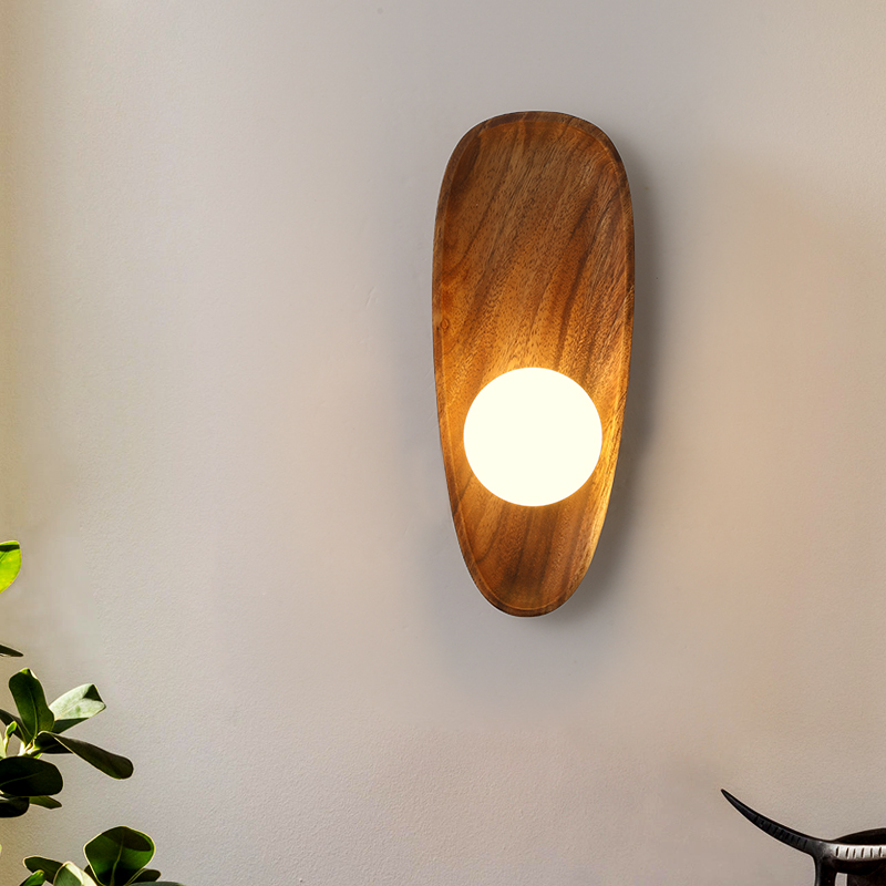 Wall Sconce in Solid Wood Base | Wall Mounted Lamp