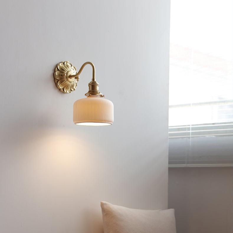 Brass Wall Lamp with Ceramic Shade