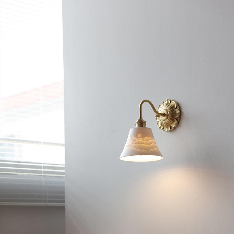 Brass Wall Lamp with Ceramic Shade