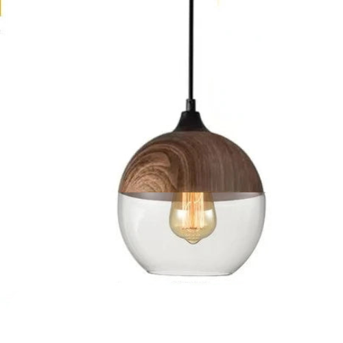 Glass Shade Wooden Pendant Light | Decorative Ceiling Pendant