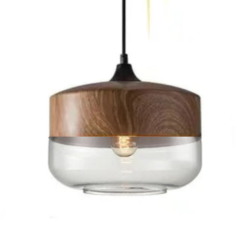 Glass Shade Wooden Pendant Light | Decorative Ceiling Pendant