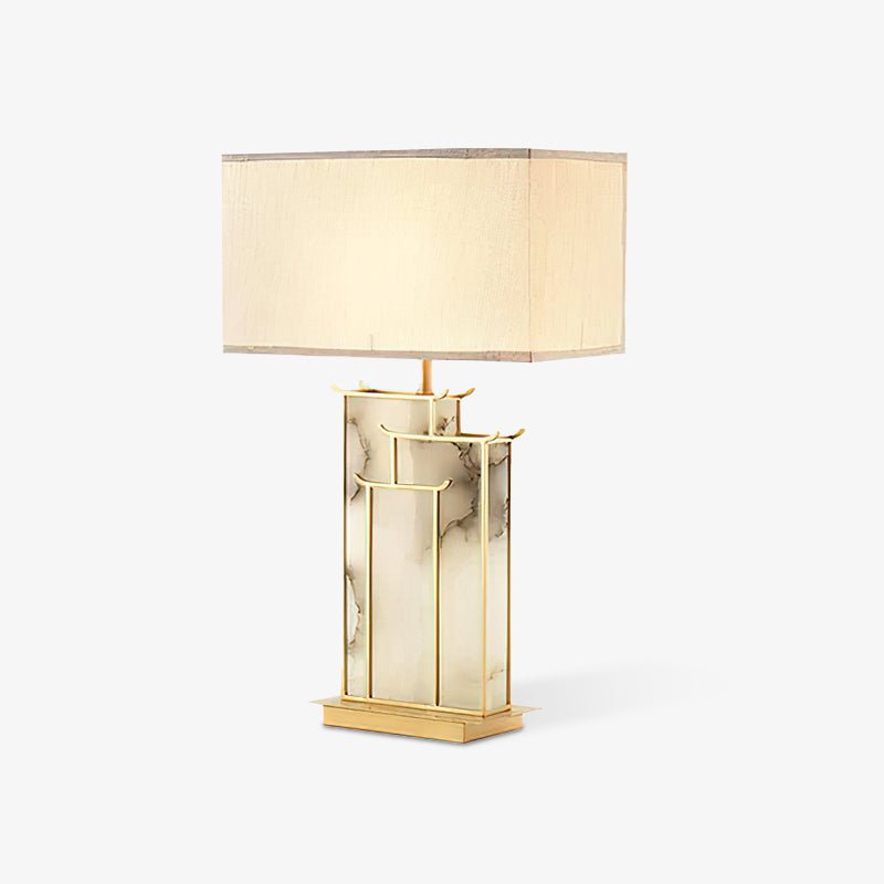 White Alabaster Table Lamp – Gold Metal Base, E26/E27 LED Compatible