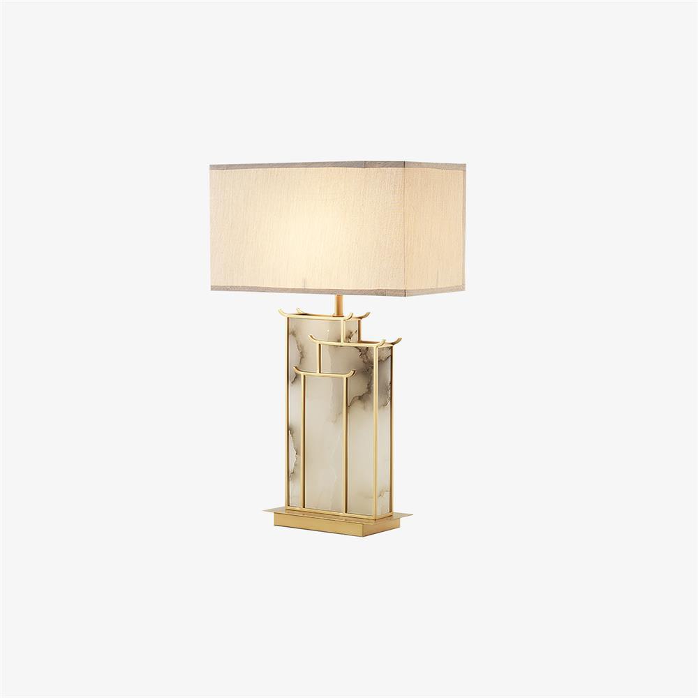 White Alabaster Table Lamp – Gold Metal Base, E26/E27 LED Compatible