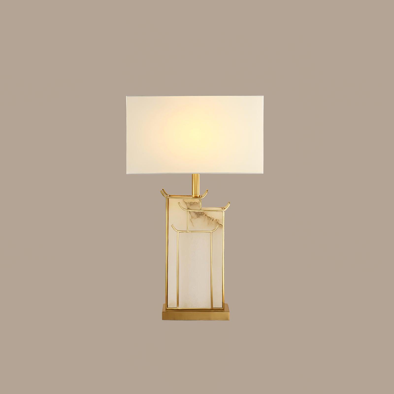 White Alabaster Table Lamp – Gold Metal Base, E26/E27 LED Compatible