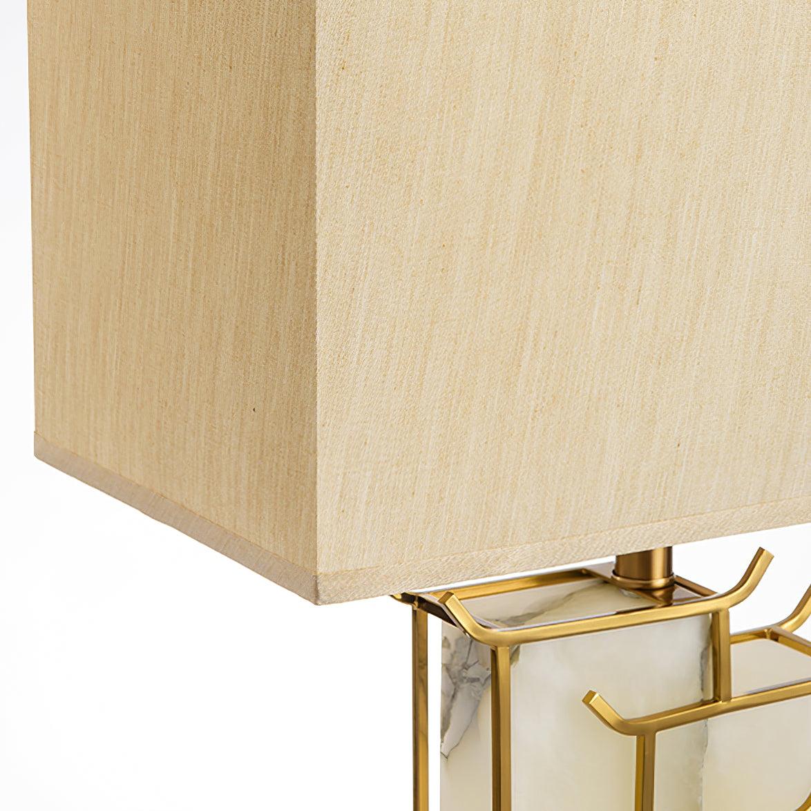 White Alabaster Table Lamp – Gold Metal Base, E26/E27 LED Compatible