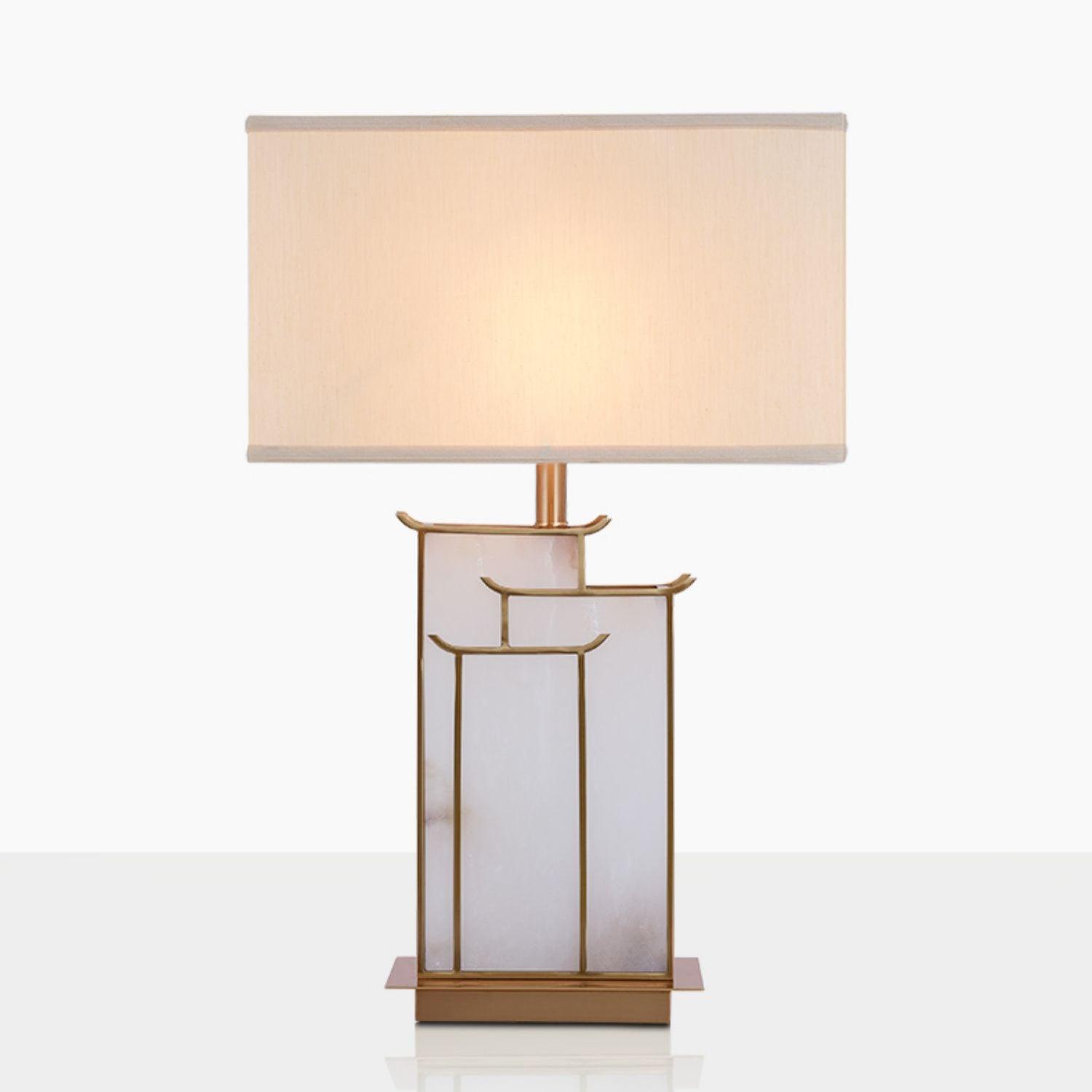 White Alabaster Table Lamp – Gold Metal Base, E26/E27 LED Compatible