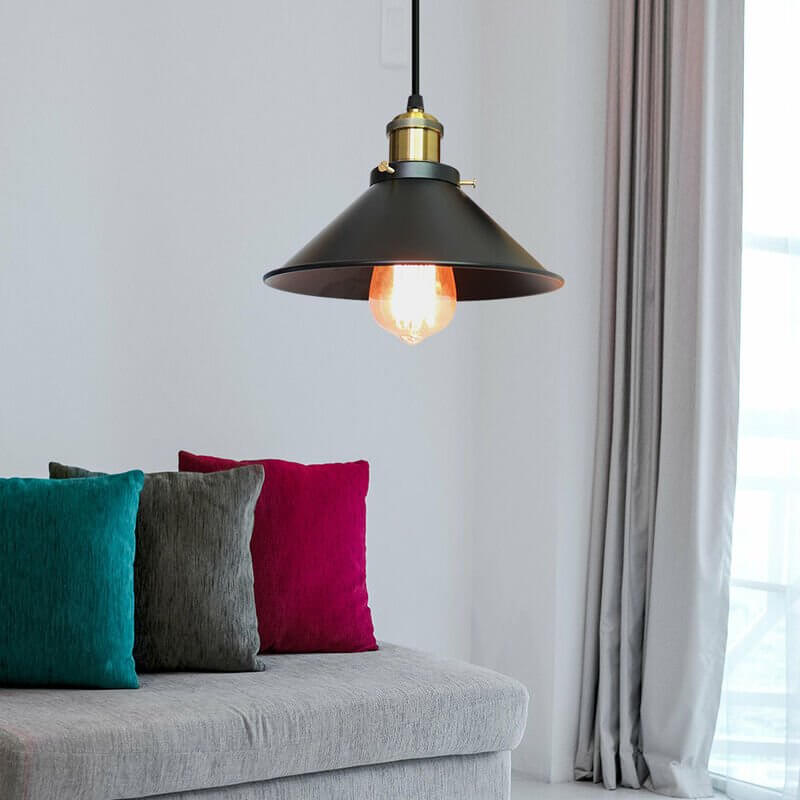 Cone-Shaped Brass Pendant Light | Tapered Design