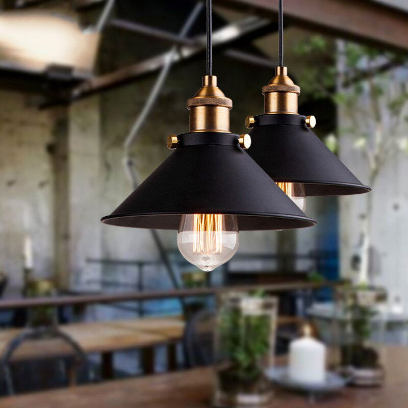 Cone-Shaped Brass Pendant Light | Tapered Design