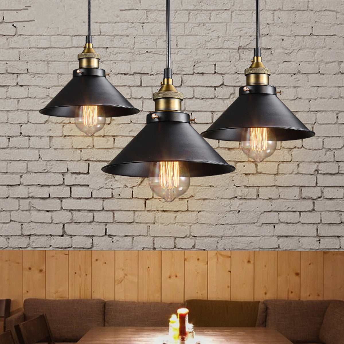 Cone-Shaped Brass Pendant Light | Tapered Design
