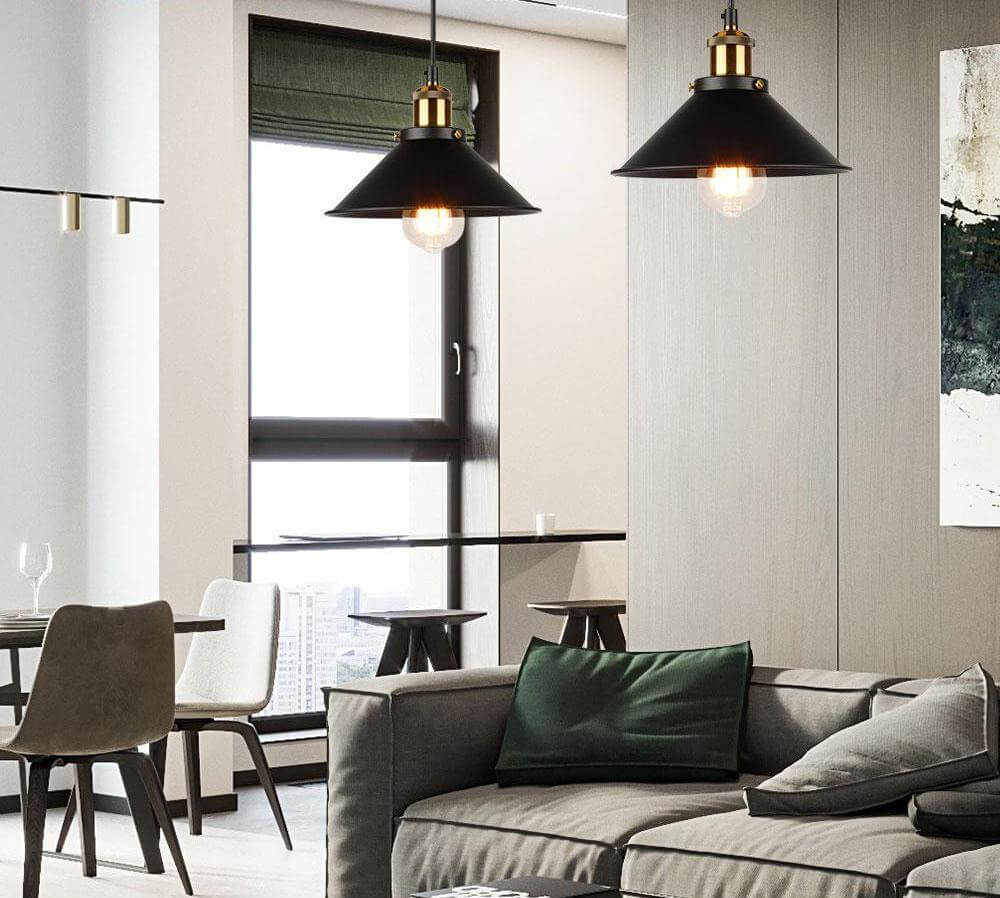 Cone-Shaped Brass Pendant Light | Tapered Design