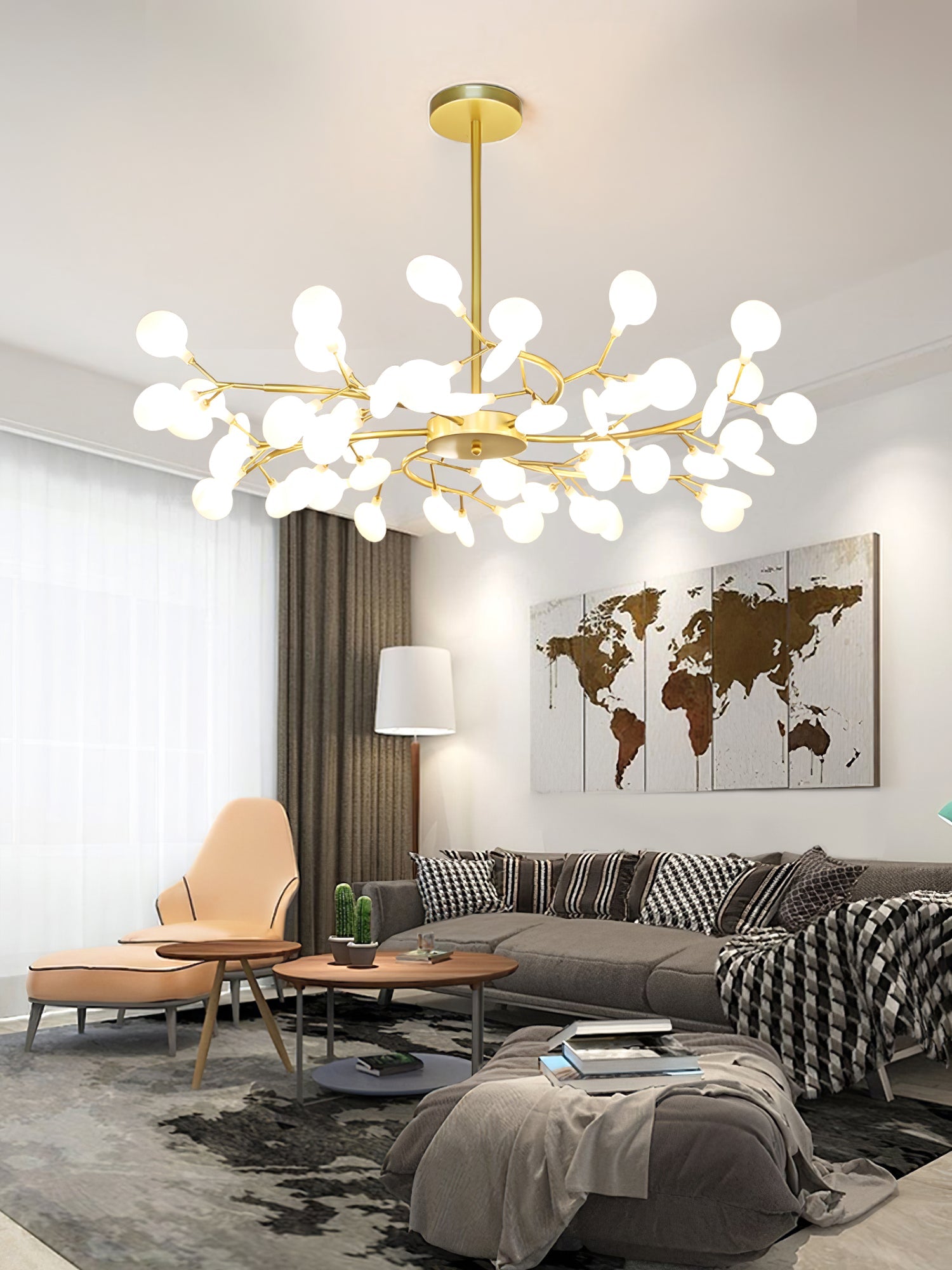Mid-Century Modern LED Chandelier – Firefly Sputnik Hanging Light