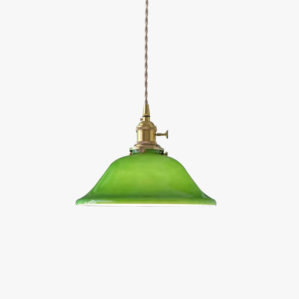 Dome Bell Pendant Lamp – Rustic Green Glass Shade