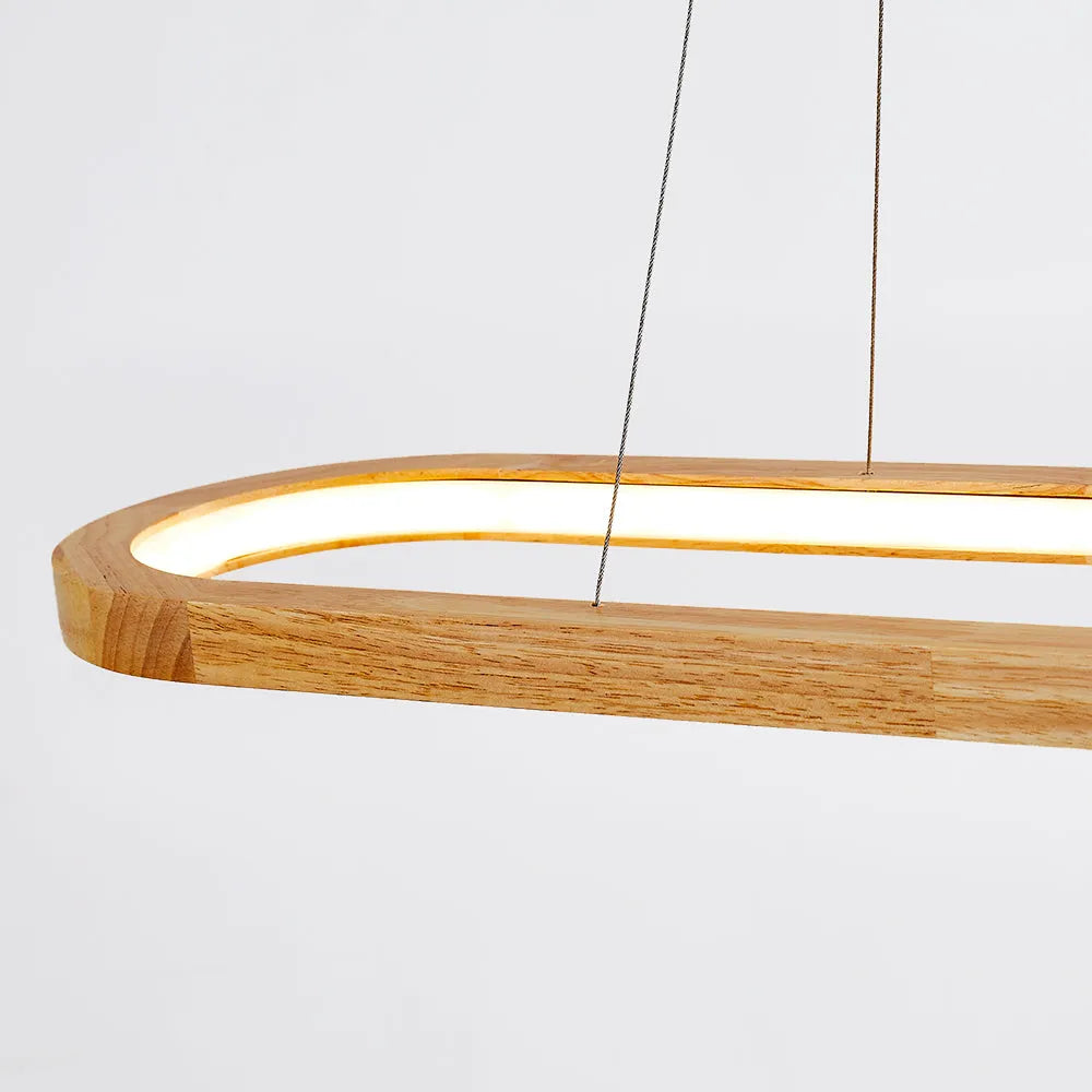 Dimmable Wood & Acrylic Pendant Light – Adjustable Color Temperature