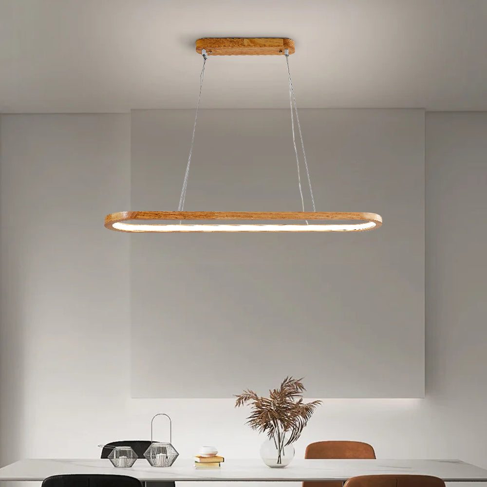 Dimmable Wood & Acrylic Pendant Light – Adjustable Color Temperature