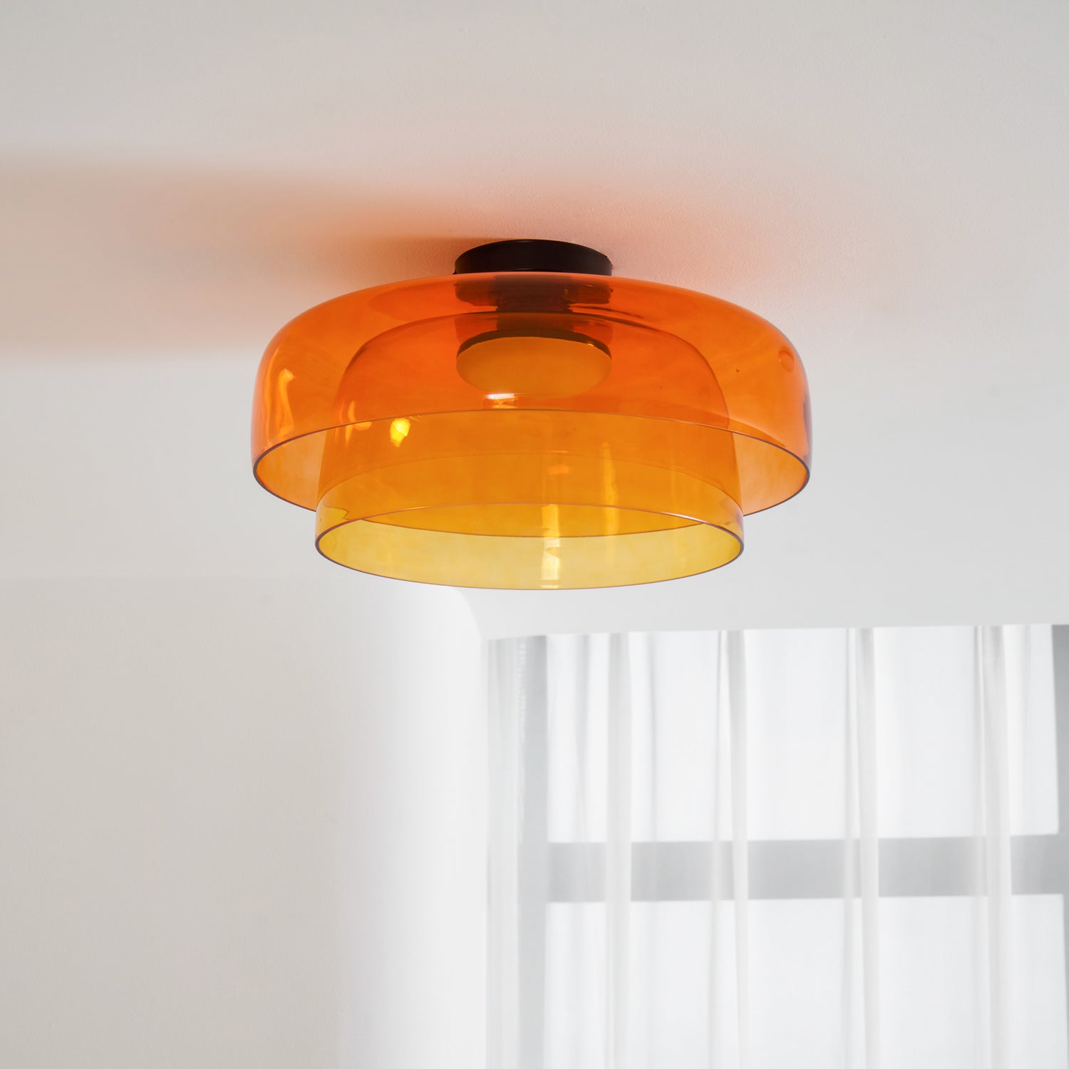Layered Levels LED Ceiling Lamp – Glass & Metal Round Light Fixture