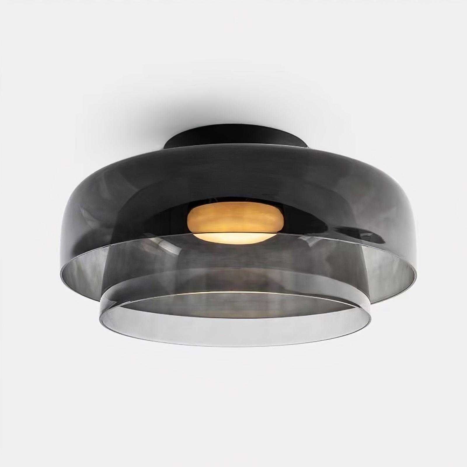 Layered Levels LED Ceiling Lamp – Glass & Metal Round Light Fixture