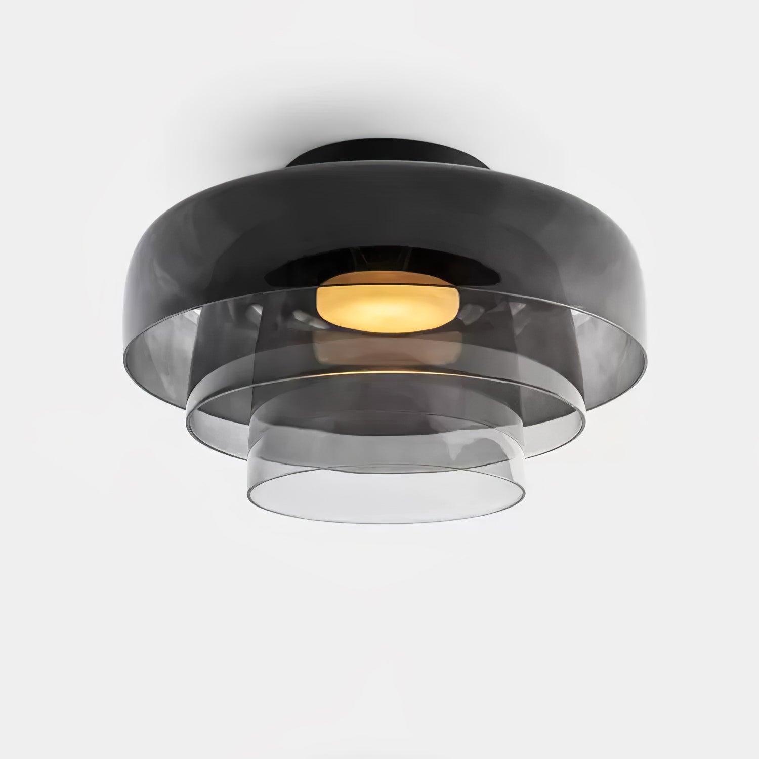 Layered Levels LED Ceiling Lamp – Glass & Metal Round Light Fixture