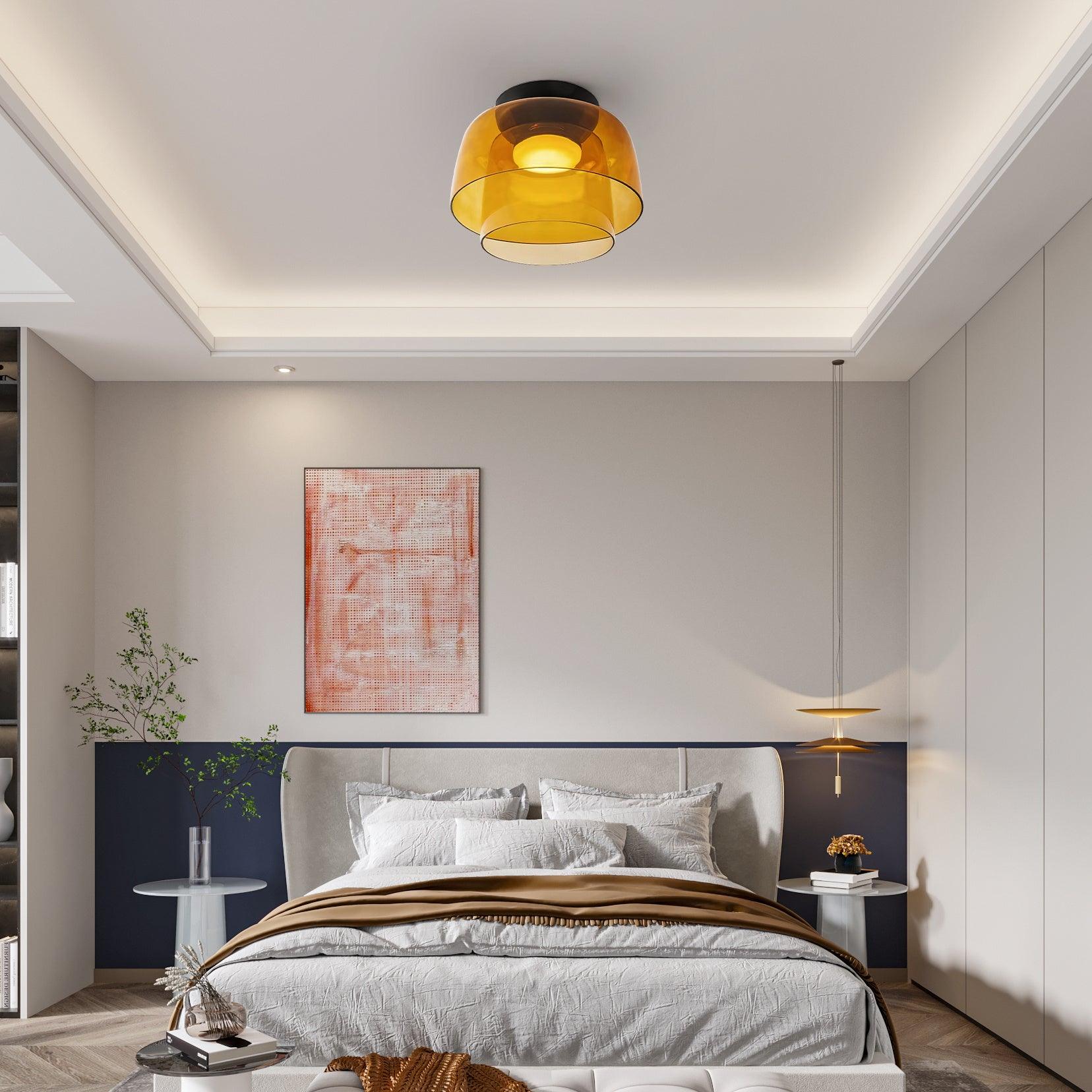 Layered Levels LED Ceiling Lamp – Glass & Metal Round Light Fixture