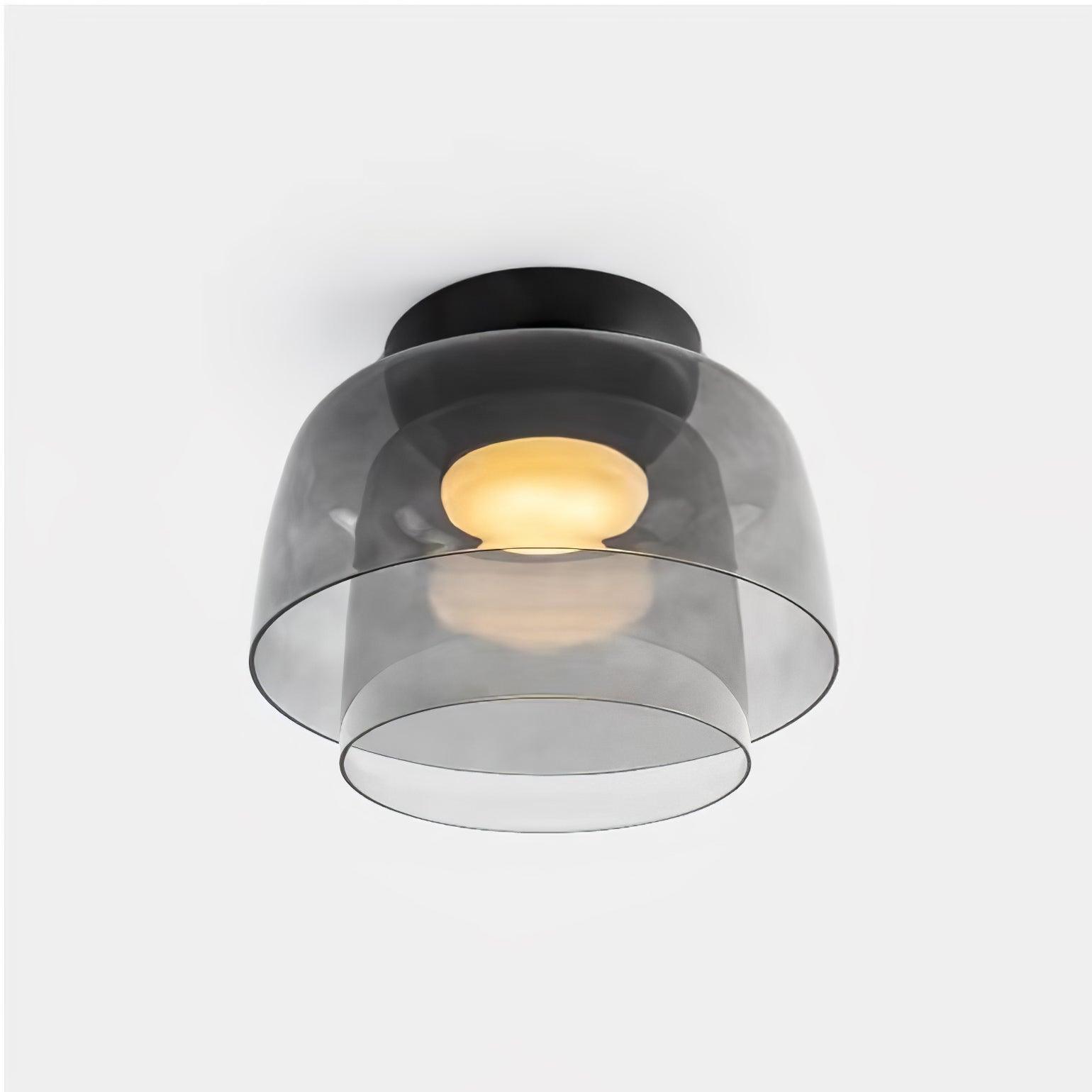 Layered Levels LED Ceiling Lamp – Glass & Metal Round Light Fixture