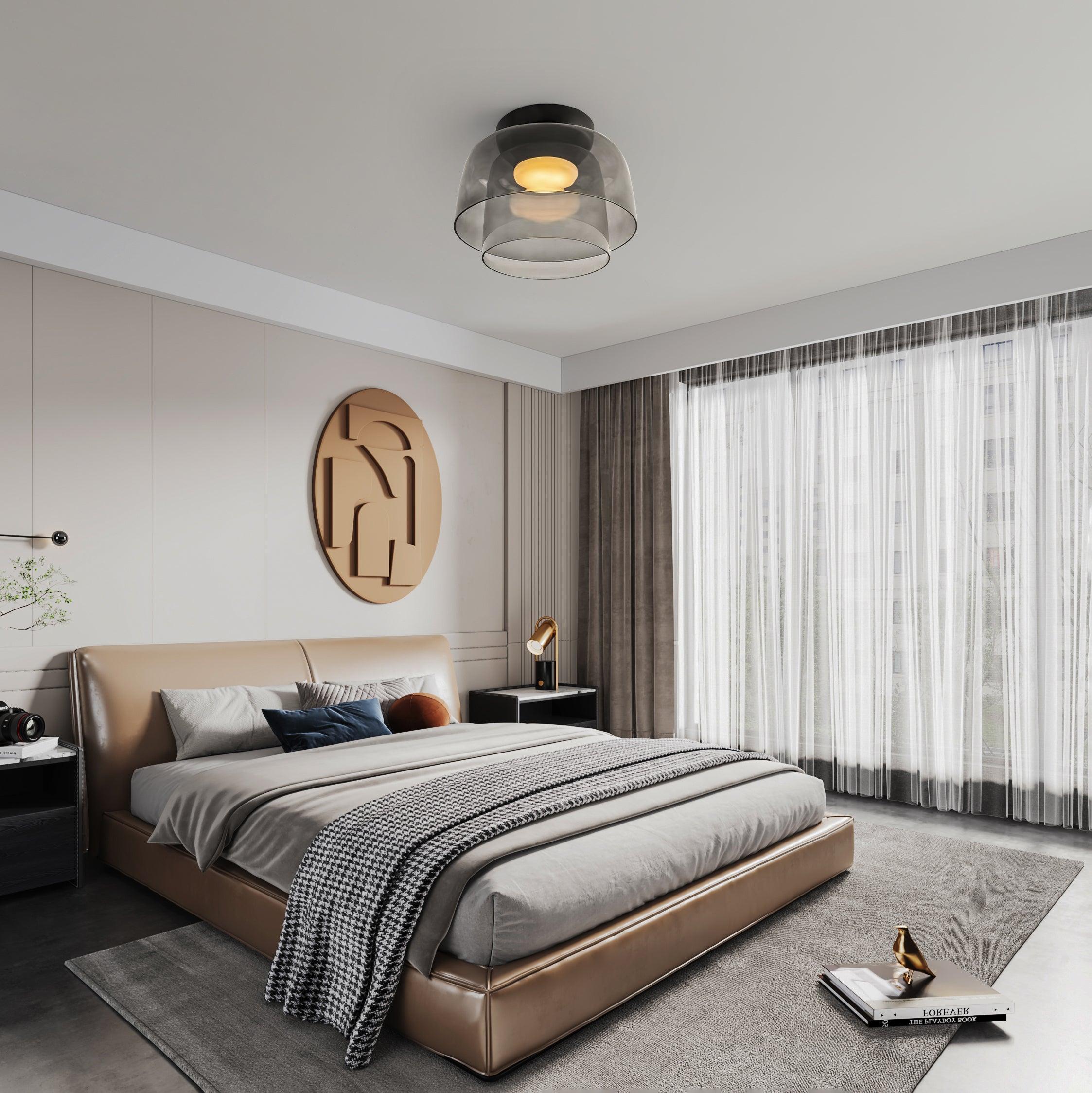 Layered Levels LED Ceiling Lamp – Glass & Metal Round Light Fixture