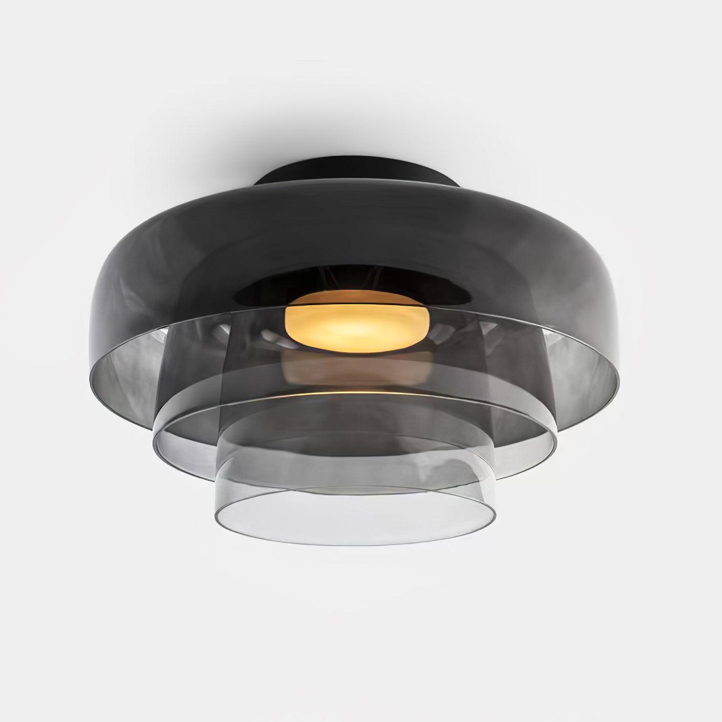 Layered Levels LED Ceiling Lamp – Glass & Metal Round Light Fixture