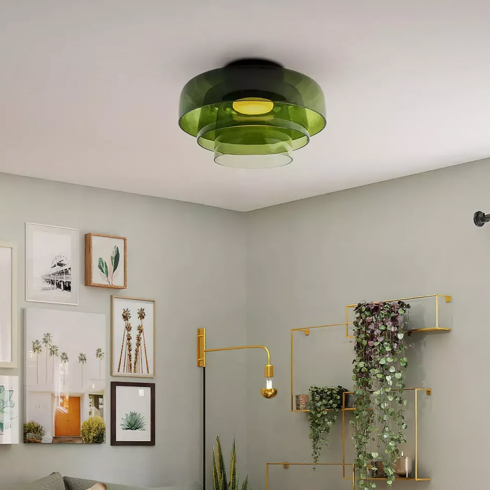 Layered Levels LED Ceiling Lamp – Glass & Metal Round Light Fixture