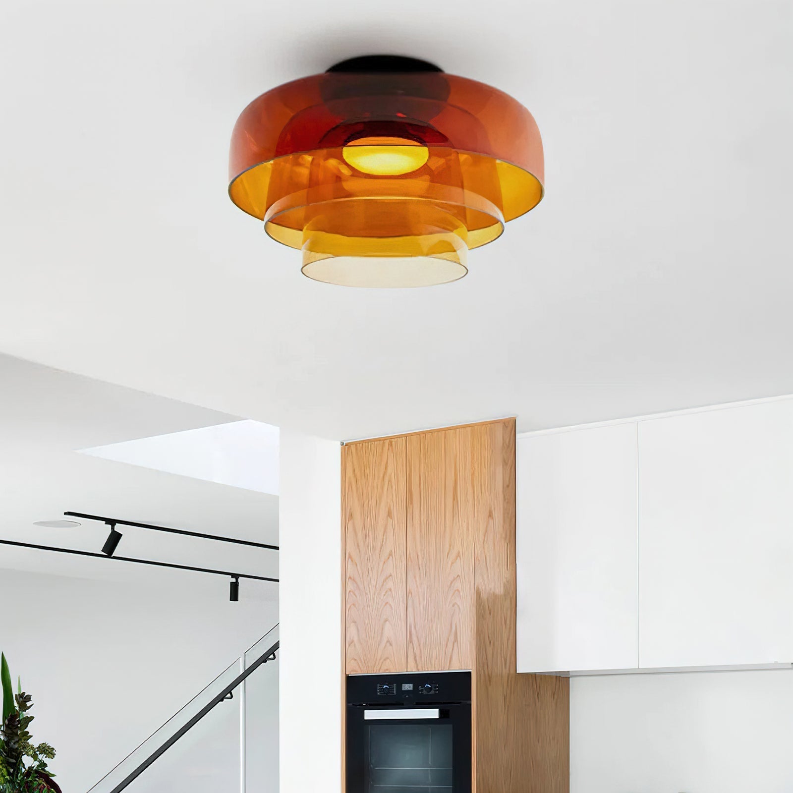Layered Levels LED Ceiling Lamp – Glass & Metal Round Light Fixture