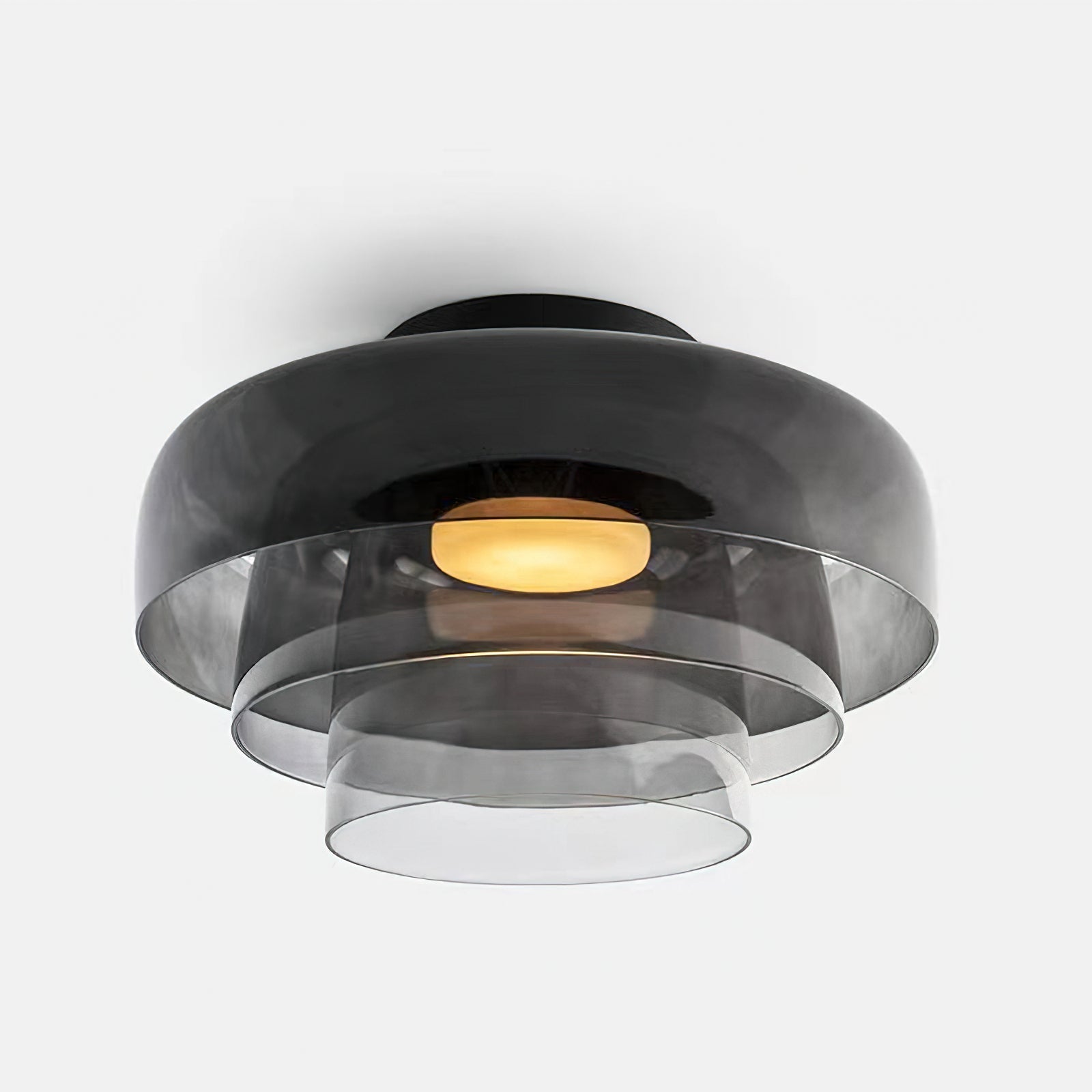 Layered Levels LED Ceiling Lamp – Glass & Metal Round Light Fixture