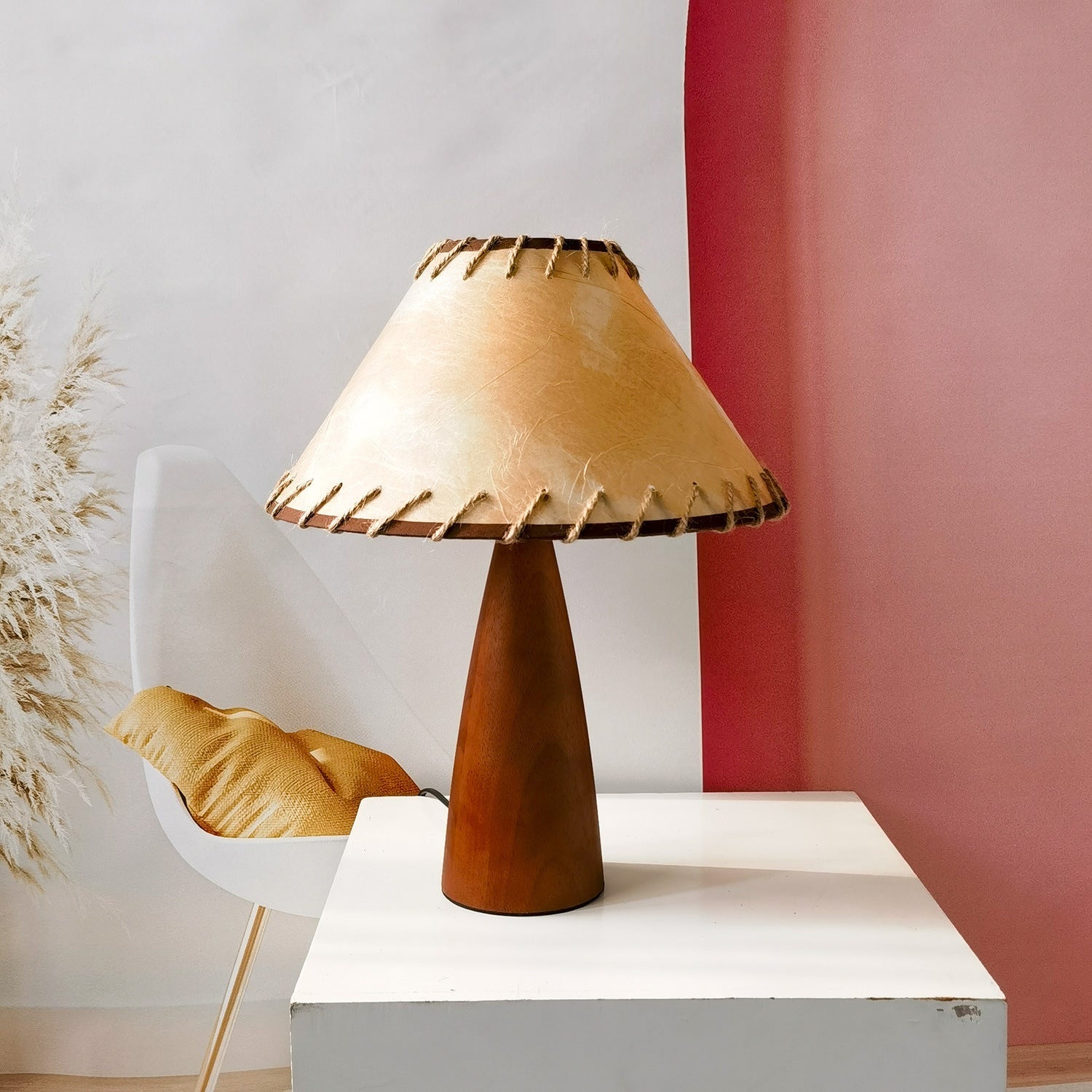 Scandinavian Mid-Century Style Wooden Table Lamp