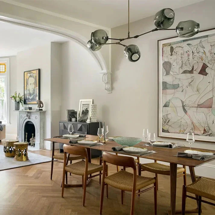 Modern Satellite-Shape Chandelier | Blown Glass Shades Ceiling Light Fixture