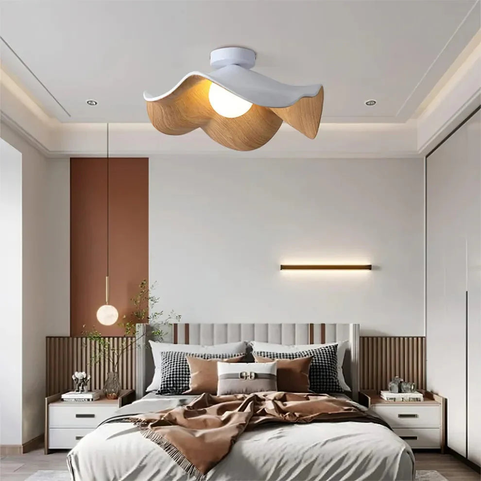 Nordic Lotus Design Ceiling Light | Wooden Resin LED Fixture
